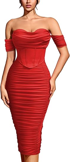 Seraphine™ Off-Shoulder Corset Midi Dress