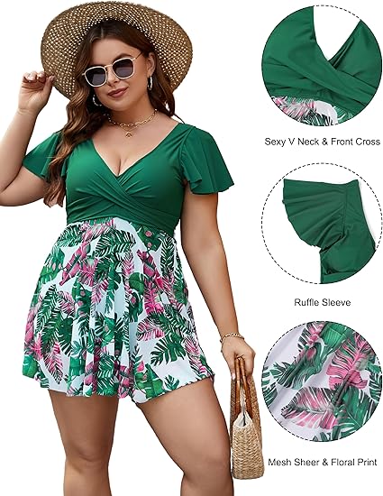Mireya™ Plus-Size Tummy-Control Swim Dress